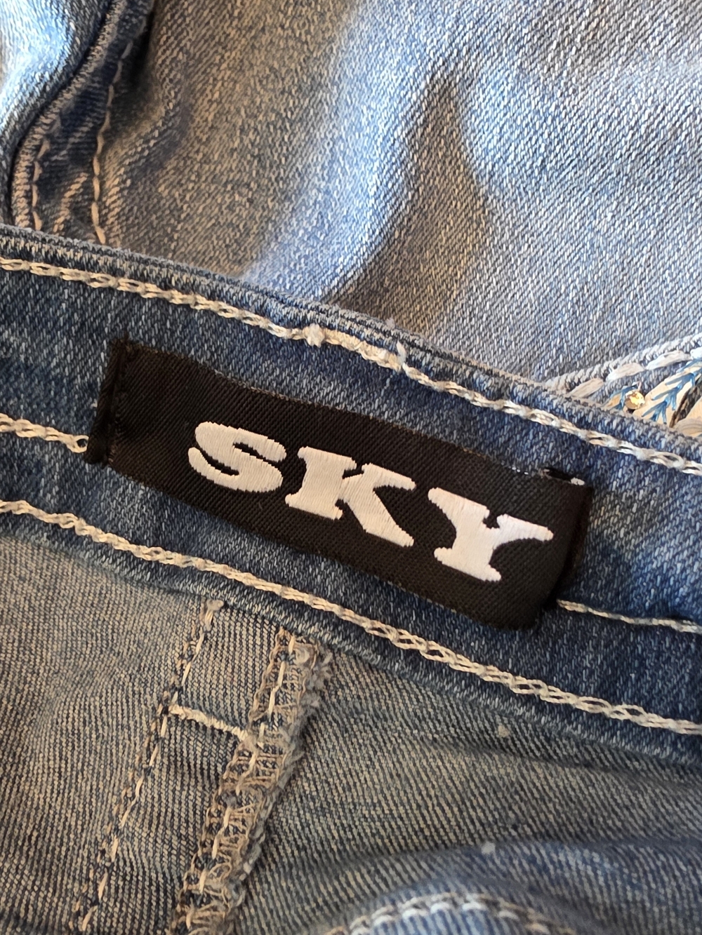Sky Light Blue Boot Cut Jeans with Red Heart Embellished Back Pockets Size 11/12 - Picture 6 of 13